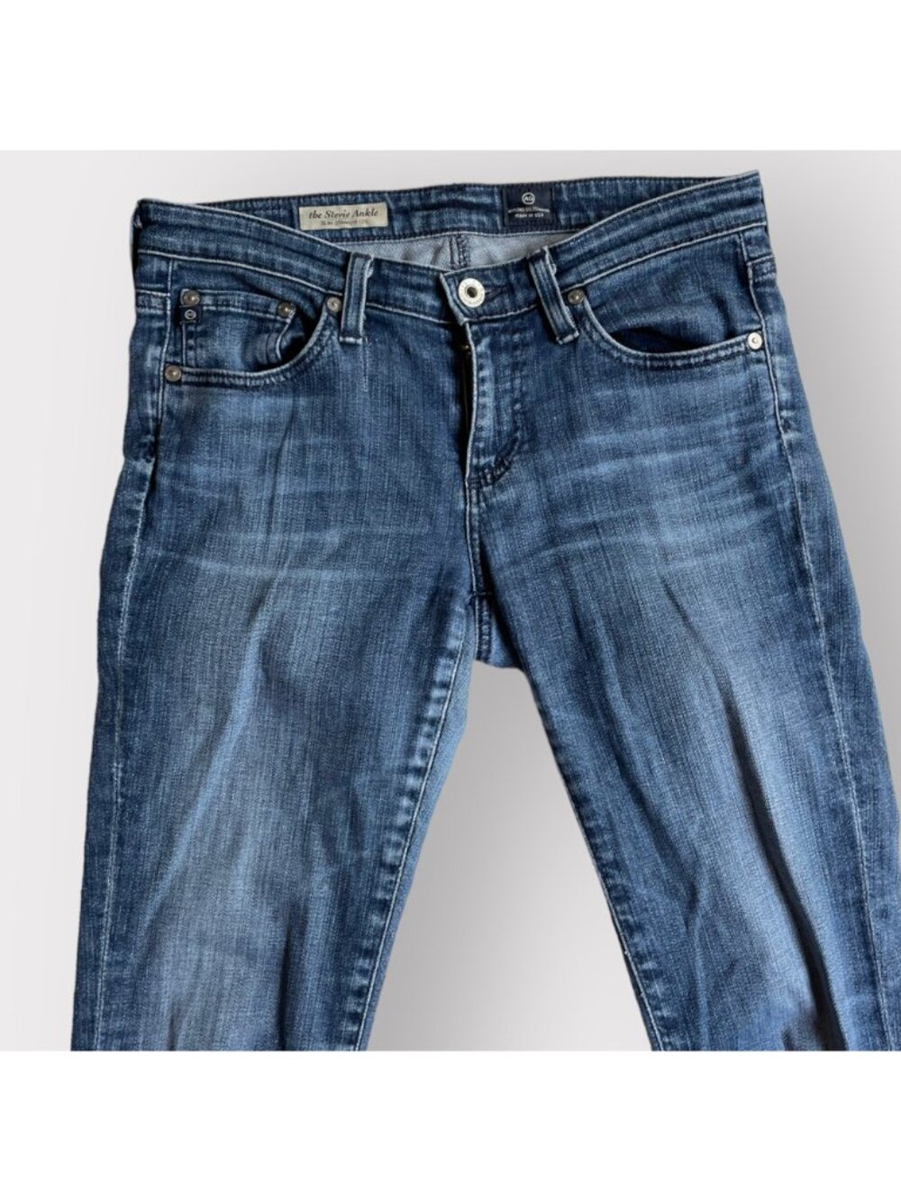 AG Adriano Goldschmied Size 27 Blue Denim Stevie Ankle Slim Straight Leg Jeans - Picture 7 of 11